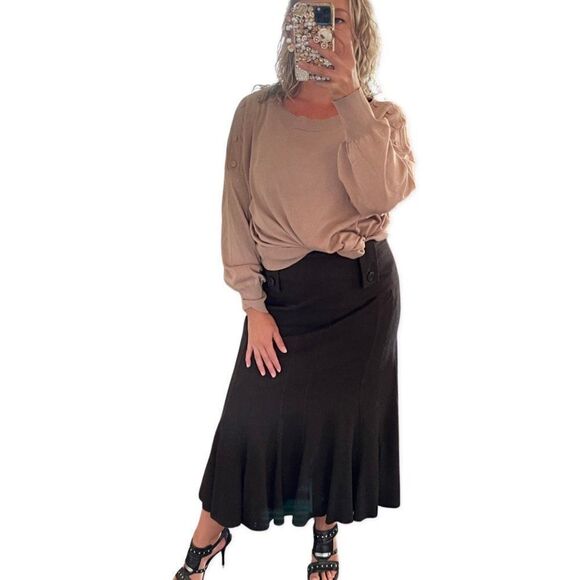 Miss Alliage midi skirt, pleat and belt loop detail, sz 10, EUC, wool blend - Picture 2 of 14